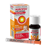 Nurofen For Children Baby 3+ Months Pain and Fever Relief Concentrated Liquid 200mg/5ml Ibuprofen Strawberry 50mL (Limit ONE per Order)